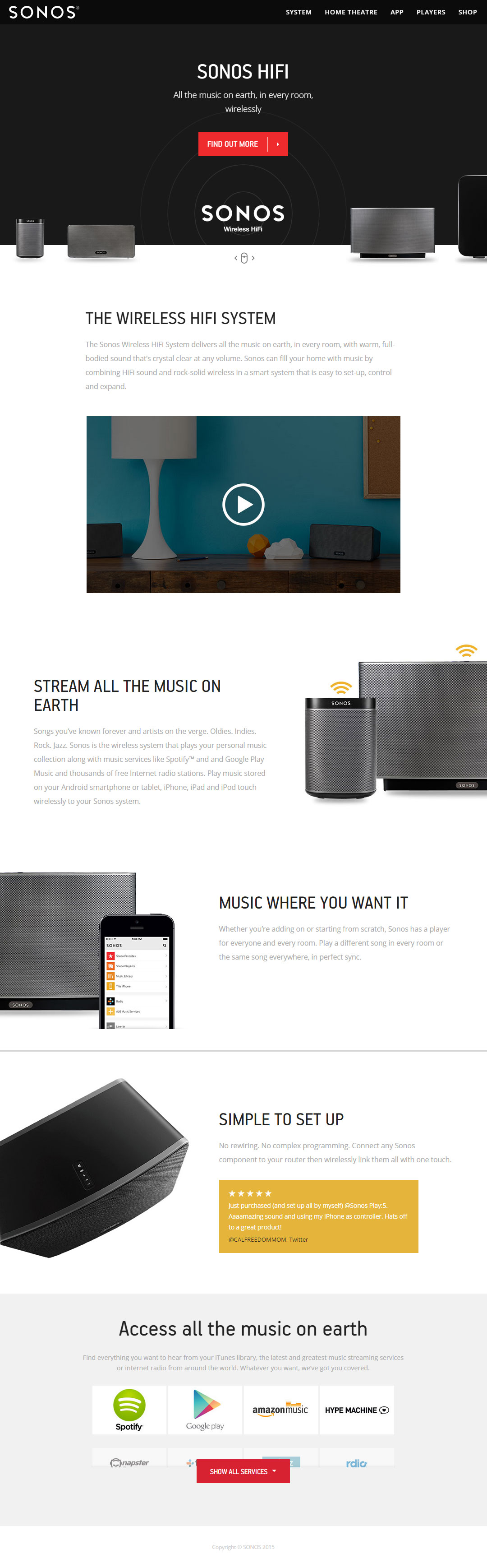 SONOS website screenshot