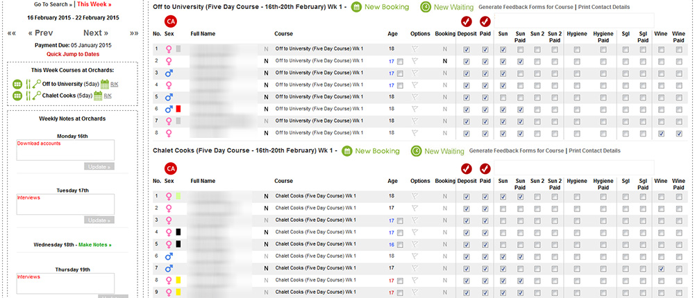 orchards search system bespoke system screenshot