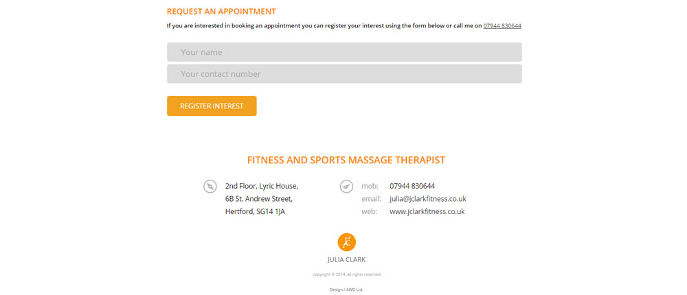  fitness request appointment form  screenshot