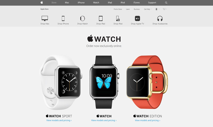 Apple's website showing good use of spacing